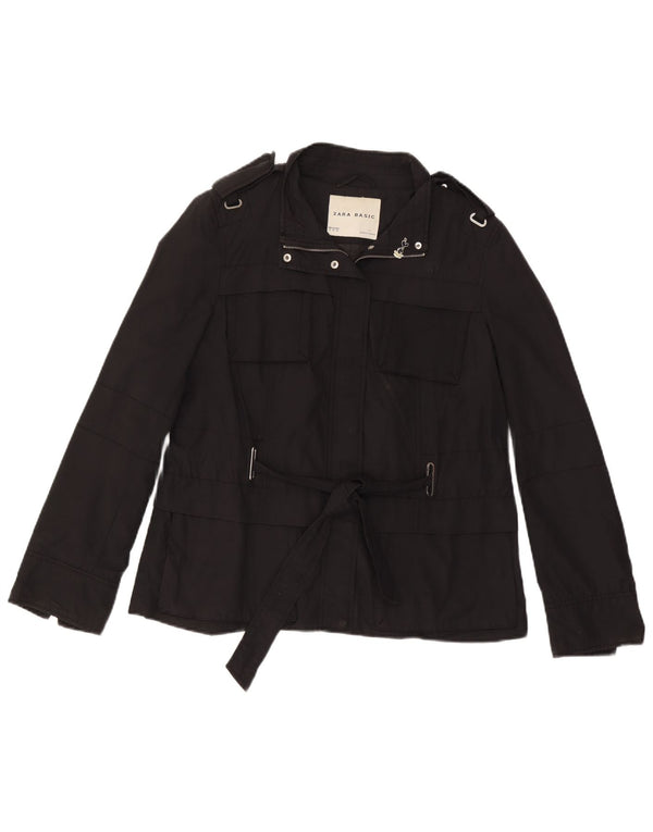 Zara Damen Militärjacke UK 18 XL Schwarz Baumwolle