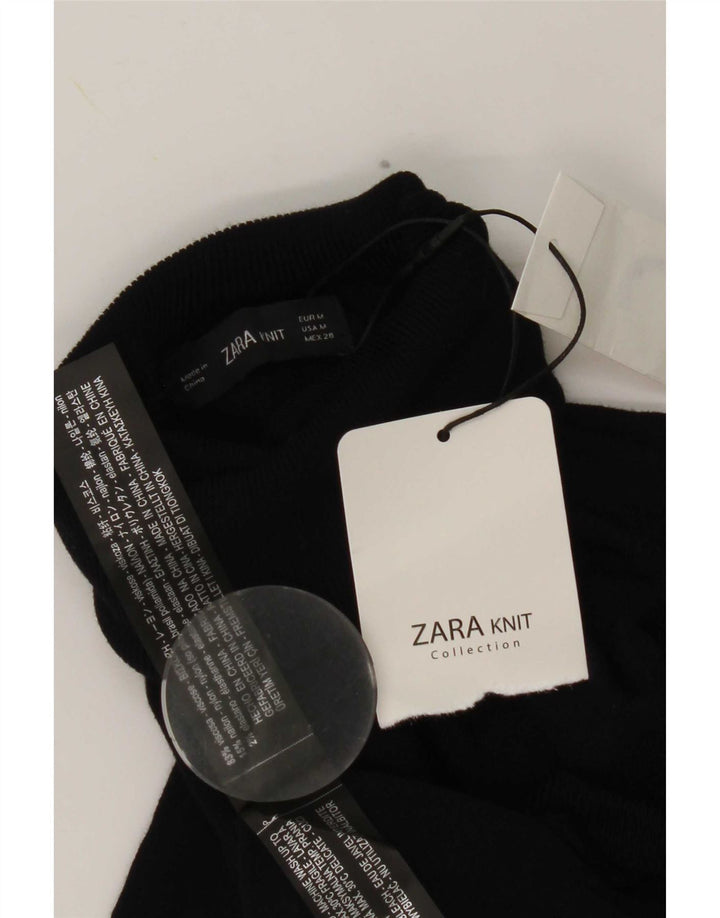 Zara Womens Roll Neck Jumper Sweater UK 12 Medium Navy Blue Viscose