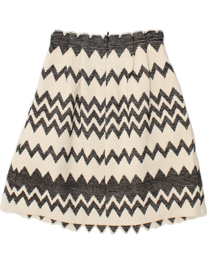MASSIMO DUTTI Womens A-Line Skirt W26 Small Off White Chevron Viscose Vintage Massimo Dutti and Second-Hand Massimo Dutti from Messina Hembry 