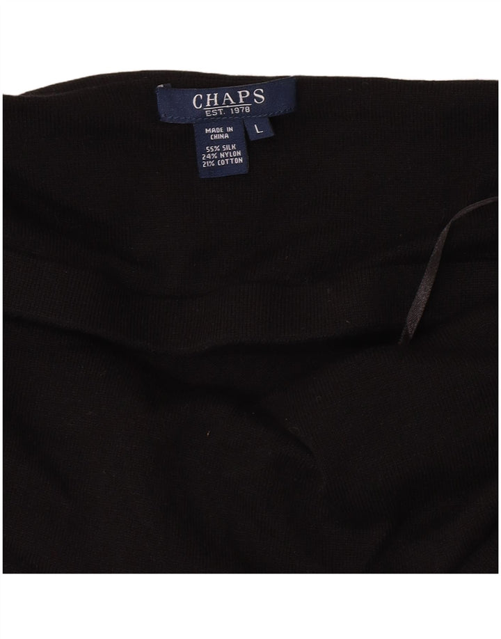 Chaps Womens Crop Halter Top UK 14 Large Black Silk