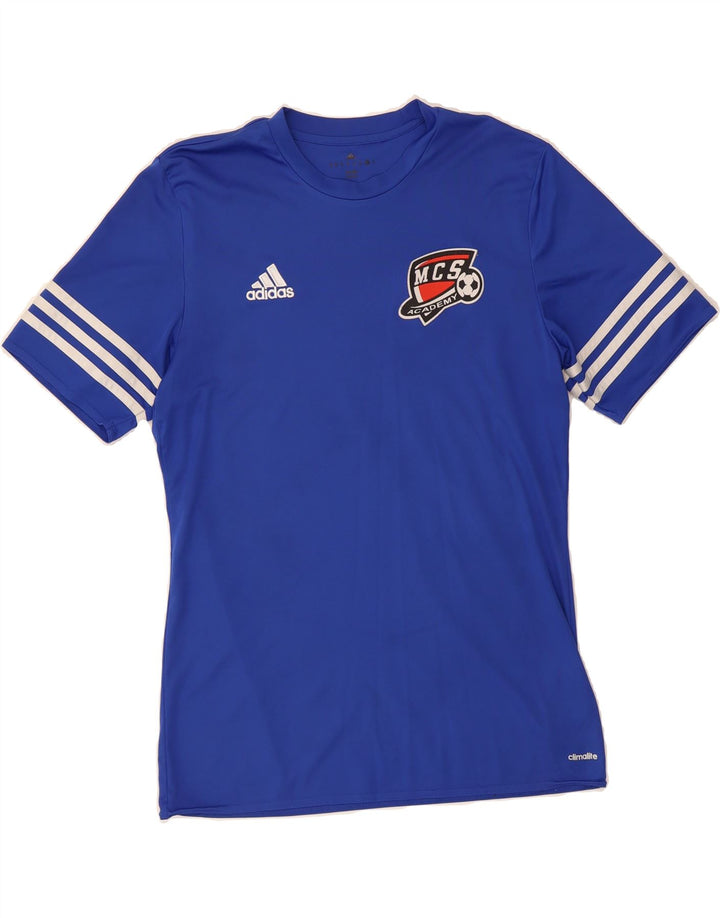 ADIDAS Mens MCS Academy Graphic T-Shirt Top Medium Blue Polyester Vintage Adidas and Second-Hand Adidas from Messina Hembry 