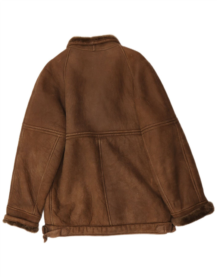 Vintage hombres shearling chaqueta IT 50 marrón grande