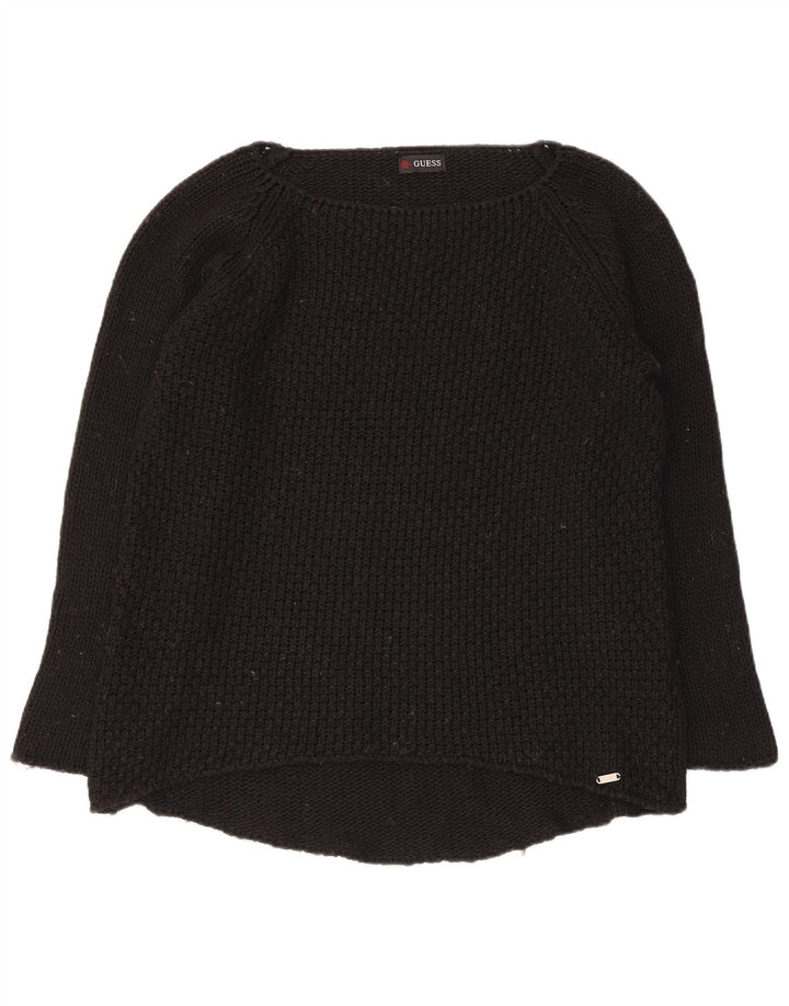 Guess Womens Boat Neck Jumper Sweater UK 12 Medium Black