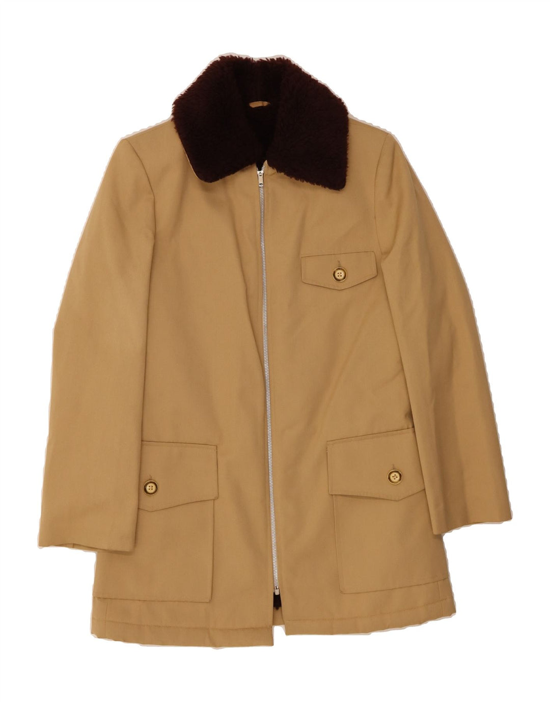 VINTAGE Womens Sherpa Overcoat IT 44 Medium Beige Vintage Vintage and Second-Hand Vintage from Messina Hembry 