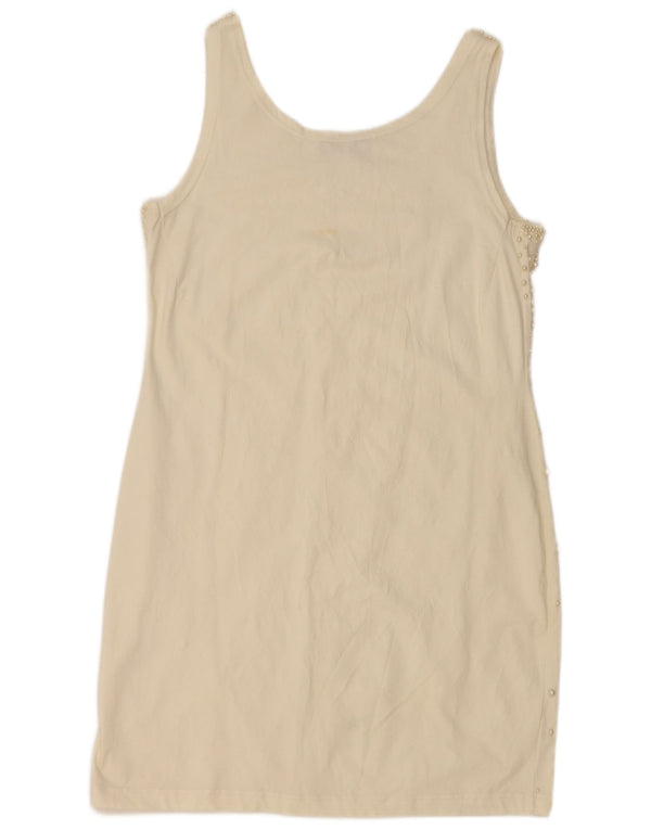robe fourreau sans manches femme vintage EU 42 Grand coton beige
