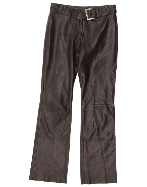 Vintage Γυναικείο Δερμάτινο ίσιο παντελόνι EU 38 Medium W30 L32 Μαύρο