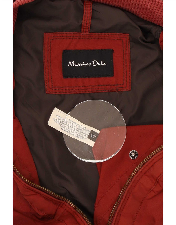 Massimo Dutti Chaqueta Bomber para Hombre UK 40 Large Nylon Rojo