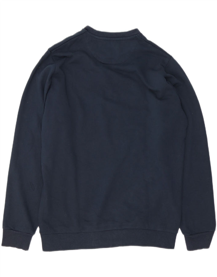 Lyle & Scott Mens Boxy Graphic Sweatshirt Jumper Medium Navy Blue Cotton