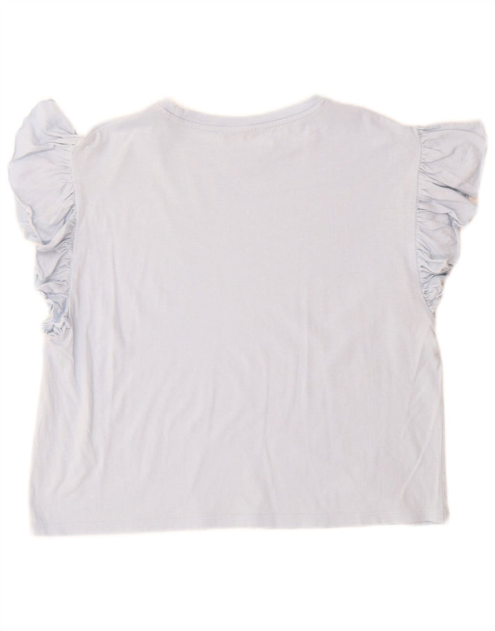 Zara Femme T-Shirt Top UK 14 Bleu Moyen