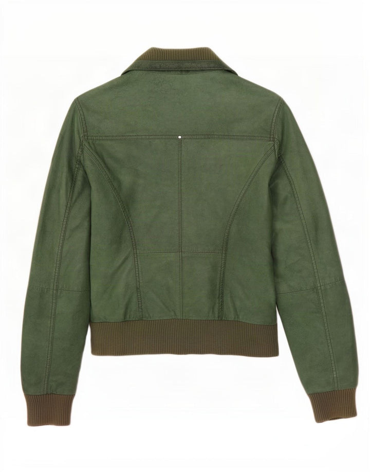 Helium Dame Læderjakke UK 12 Medium Green