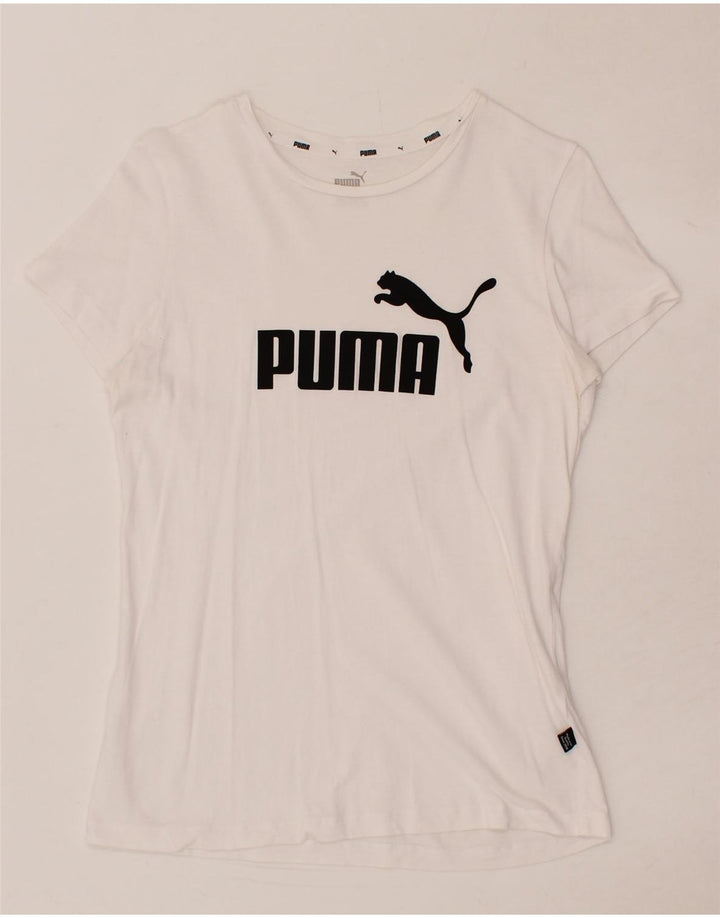 PUMA Womens Graphic T-Shirt Top UK 12 Medium White Vintage Puma and Second-Hand Puma from Messina Hembry 