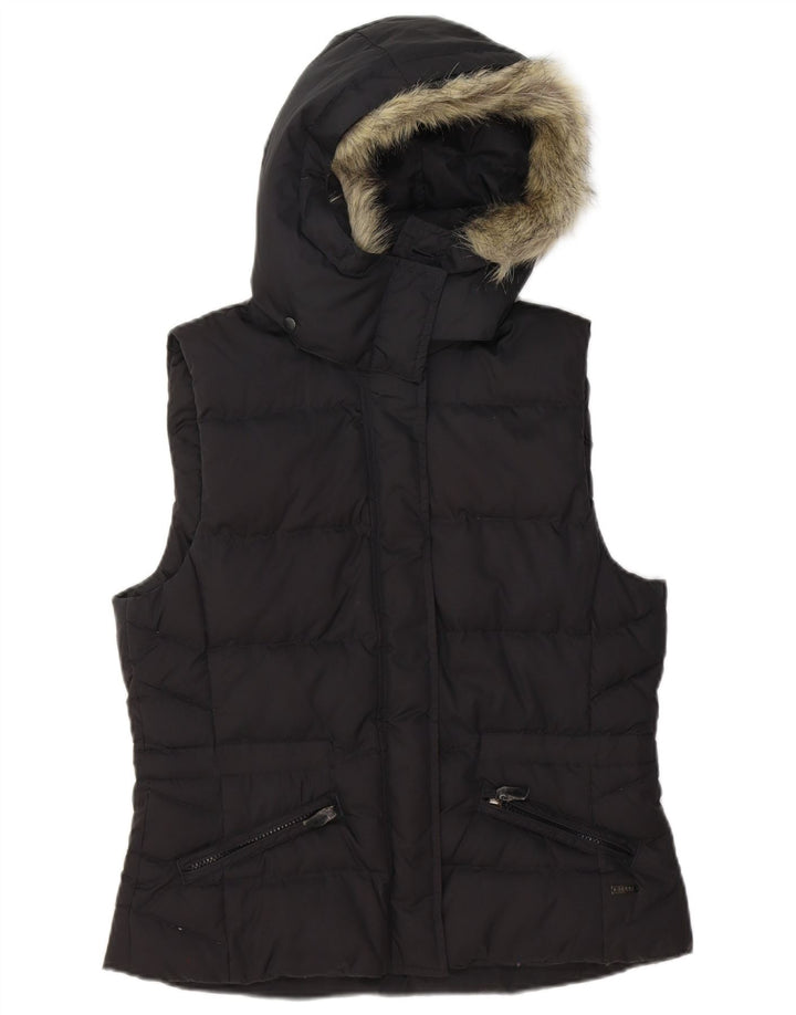Colete acolchoado com capuz feminino ESPRIT UK 14 médio preto