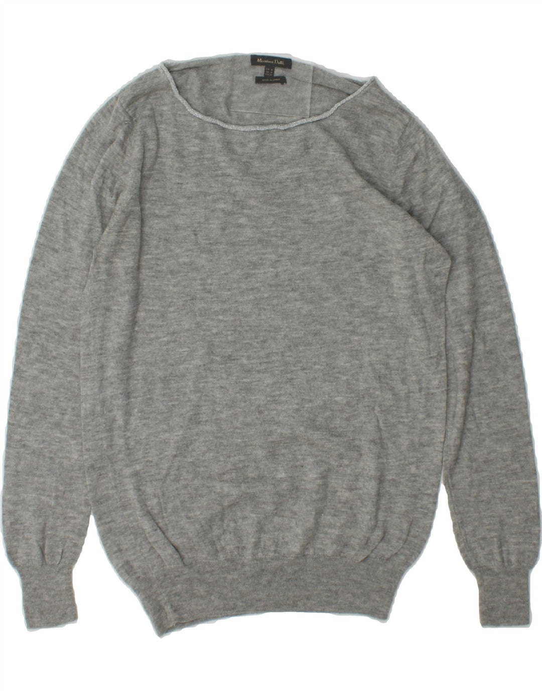 MASSIMO DUTTI Womens Boat Neck Jumper Sweater UK 14 Medium Grey Vintage Massimo Dutti and Second-Hand Massimo Dutti from Messina Hembry 