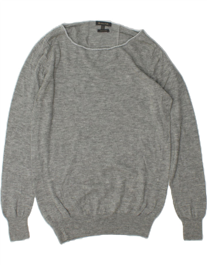 MASSIMO DUTTI Womens Boat Neck Jumper Sweater UK 14 Medium Grey Vintage Massimo Dutti and Second-Hand Massimo Dutti from Messina Hembry 