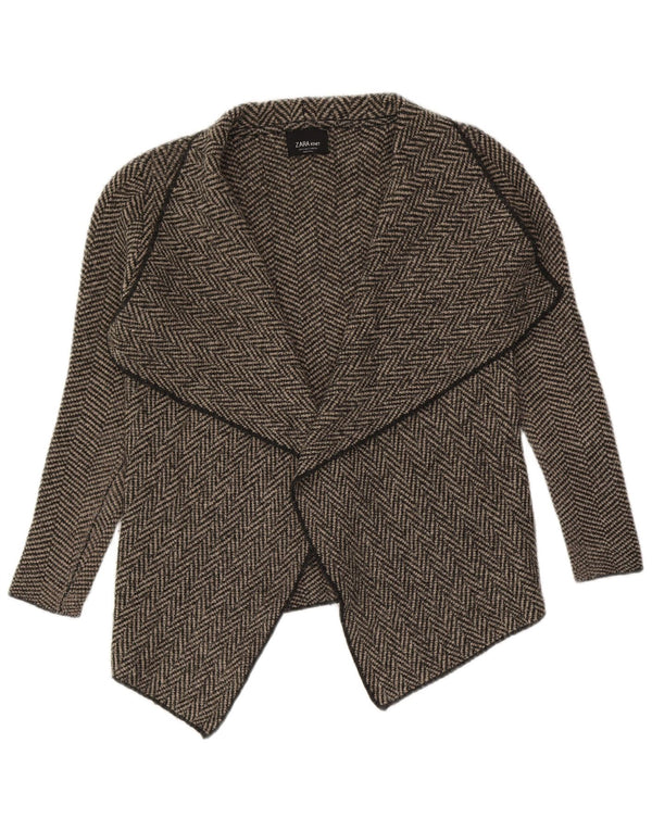 Zara Womens Asymmetrisk Open Cardigan Sweater UK 10 Small Grey Sildeben