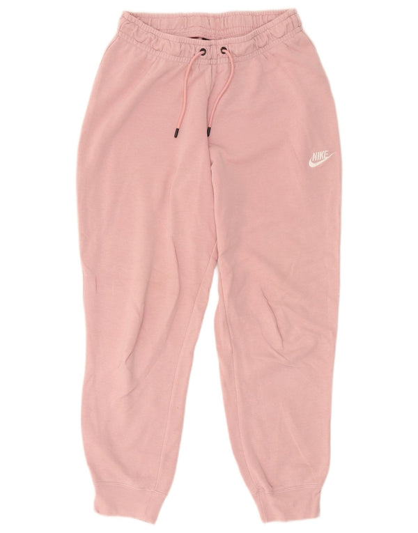 Nike Womens Tracksuit Trousers Joggers UK 12 Medium Pink Cotton
