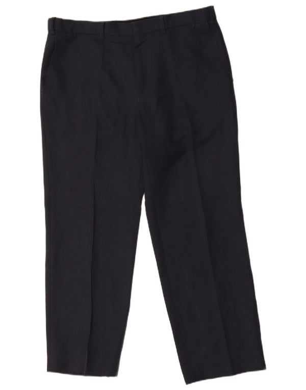 Marks & Spencer Mens Straight Chino Trousers W36 L29 Navy Blue Polyester