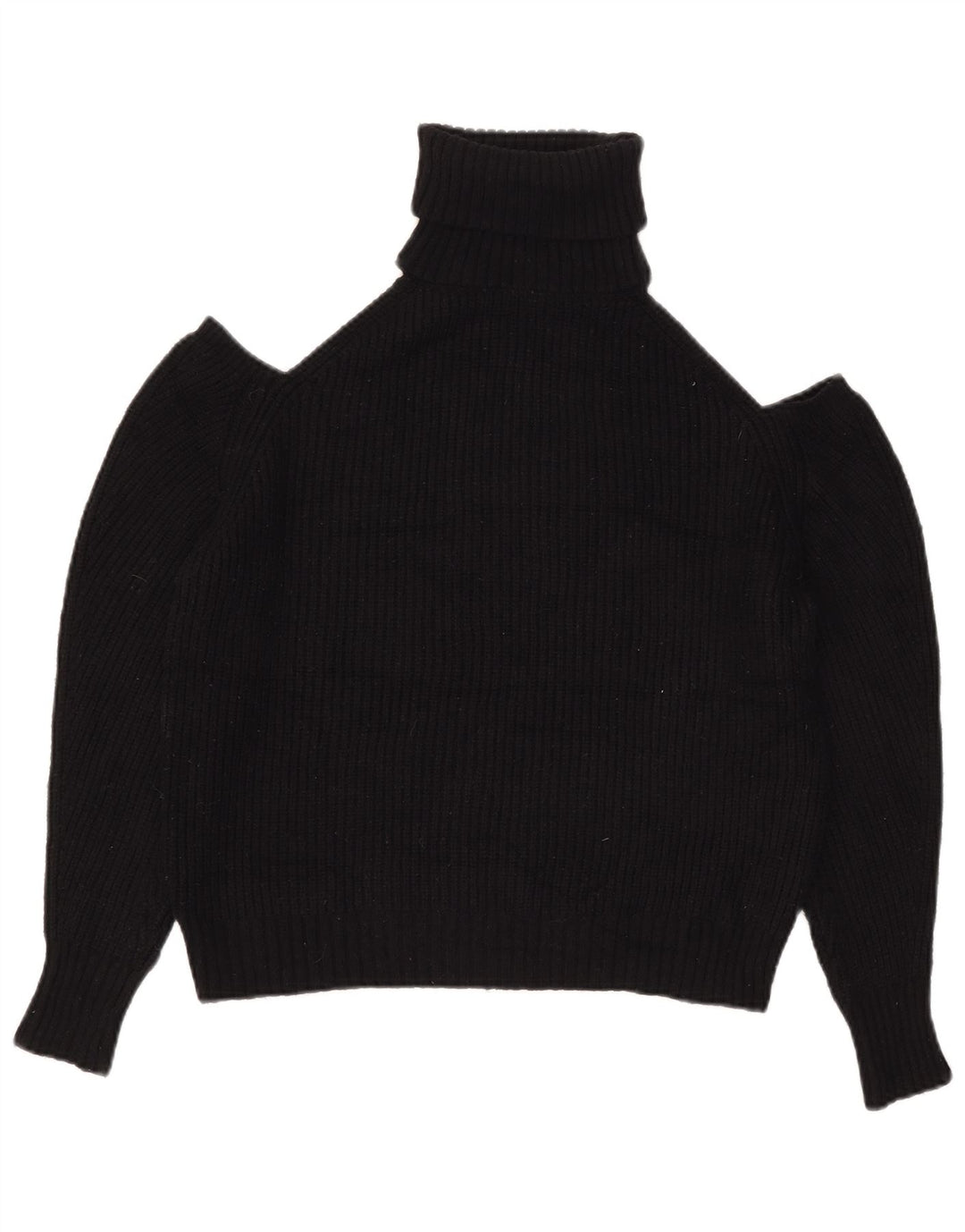 Zara Womens Off Shoulder Roll Neck Jumper Sweater UK 14 Medium Black