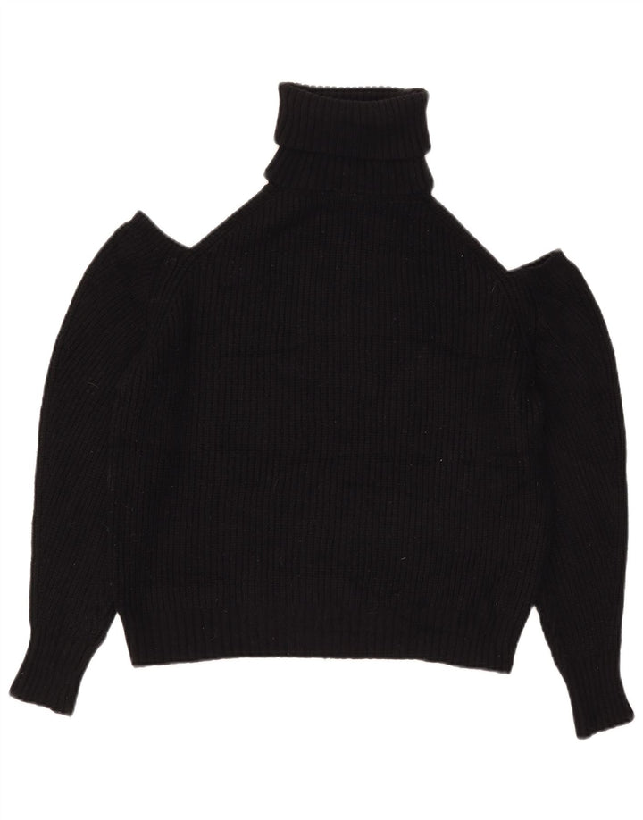 Zara Womens Off Shoulder Roll Neck Jumper Sweater UK 14 Medium Black