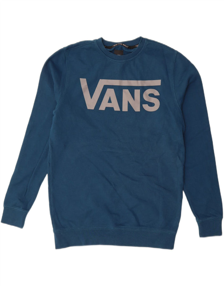 VANS Mens Graphic Sweatshirt Jumper Small Blue Cotton