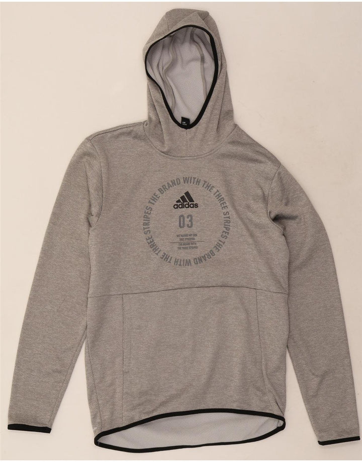 Felpa con cappuccio grafica da uomo Adidas piccola in poliestere grigio