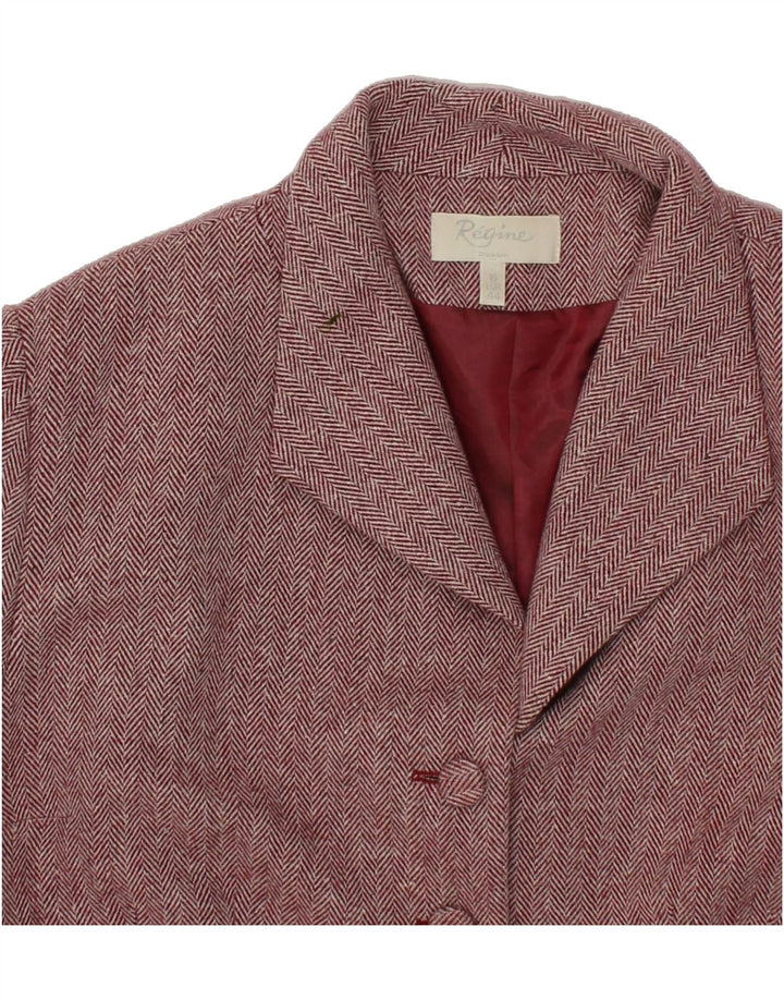 REGINE Womens 4 Button Blazer Jacket US 16 2XL Burgundy Herringbone Wool Vintage Regine and Second-Hand Regine from Messina Hembry 