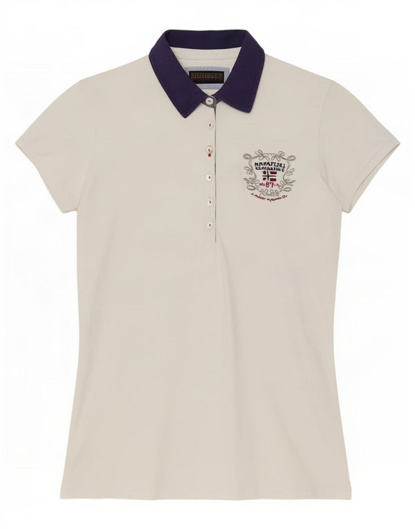 Tricou polo Napapijri Geographic pentru femei UK 12 Medium White Colorblock