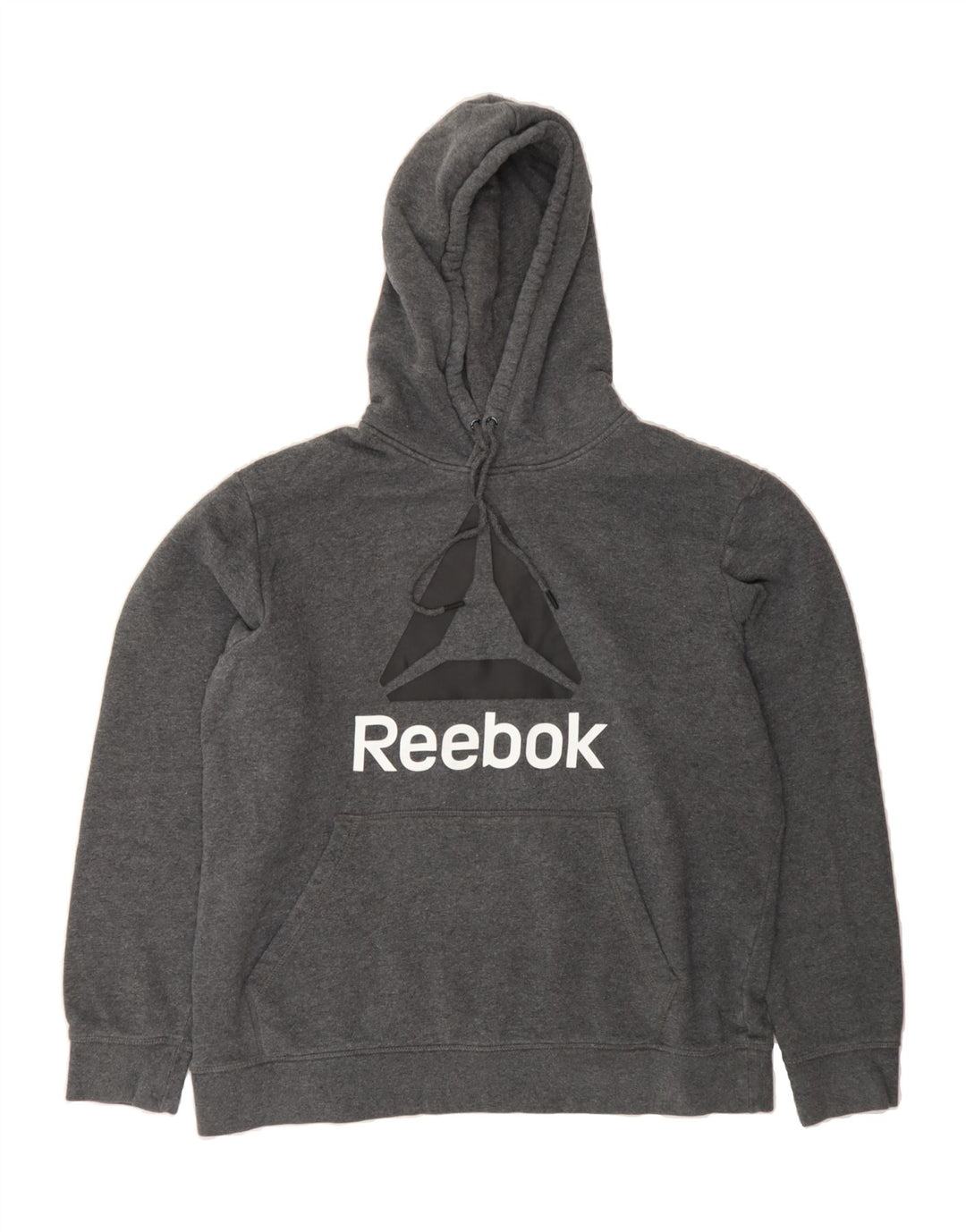 REEBOK Mens Graphic Hoodie Jumper Large Grey Cotton Vintage Reebok and Second-Hand Reebok from Messina Hembry 