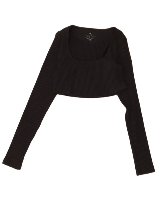 Top corto a maniche lunghe Adidas da donna UK 14 grande grigio