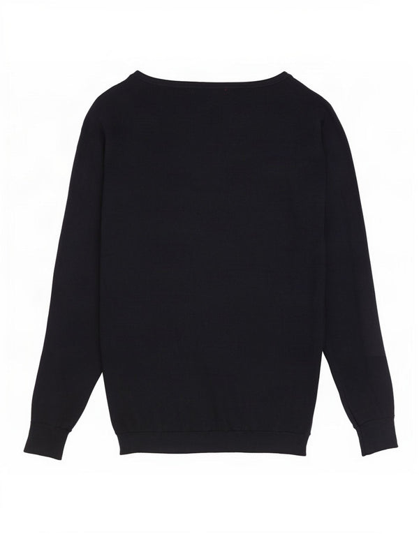 Damski sweter Guess z graficznym dekoltem w łódkę, UK 14, średni granatowy