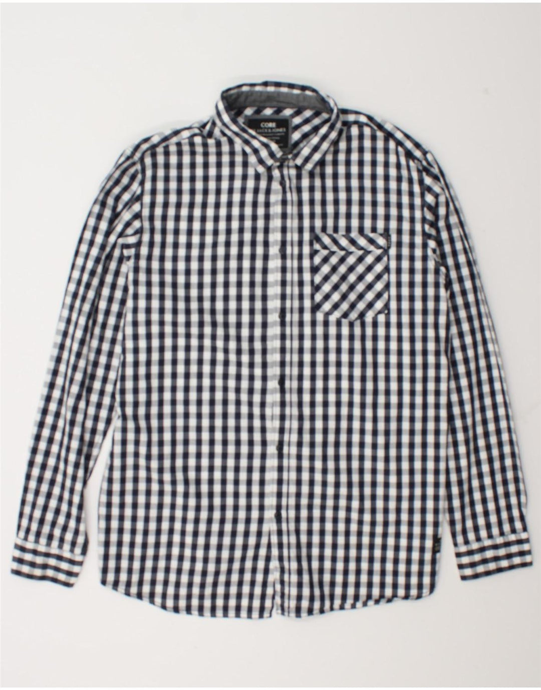 Jack & Jones Mens Shirt 2XL Navy Blue Gingham Cotton