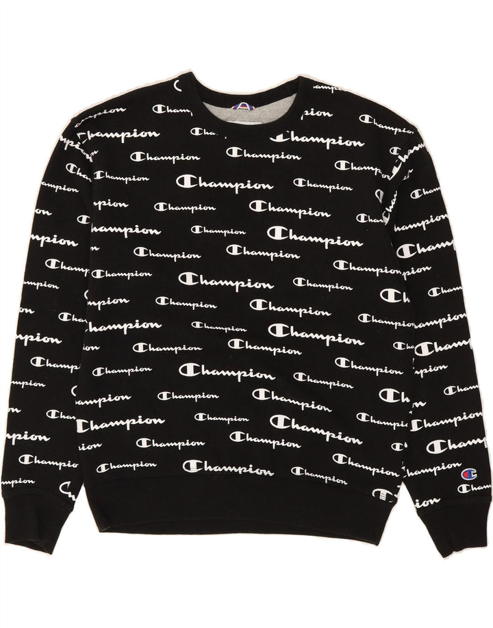 CHAMPION Mens Graphic Sweatshirt Jumper Medium Black Vintage Champion and Second-Hand Champion from Messina Hembry 
