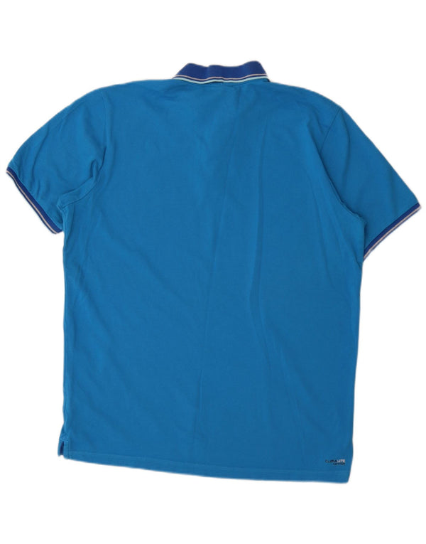 Adidas Mens Clima 365 Polo Shirt Large Blue Striped Cotton