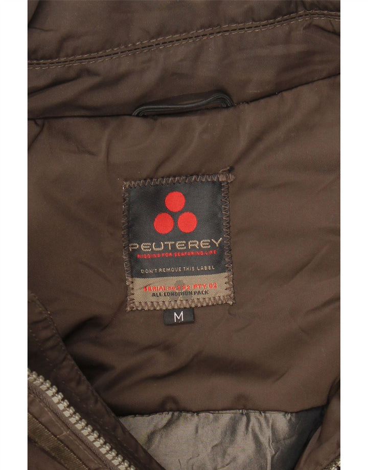 PEUTEREY Womens Windbreaker Coat UK 14 Medium Brown Polyester