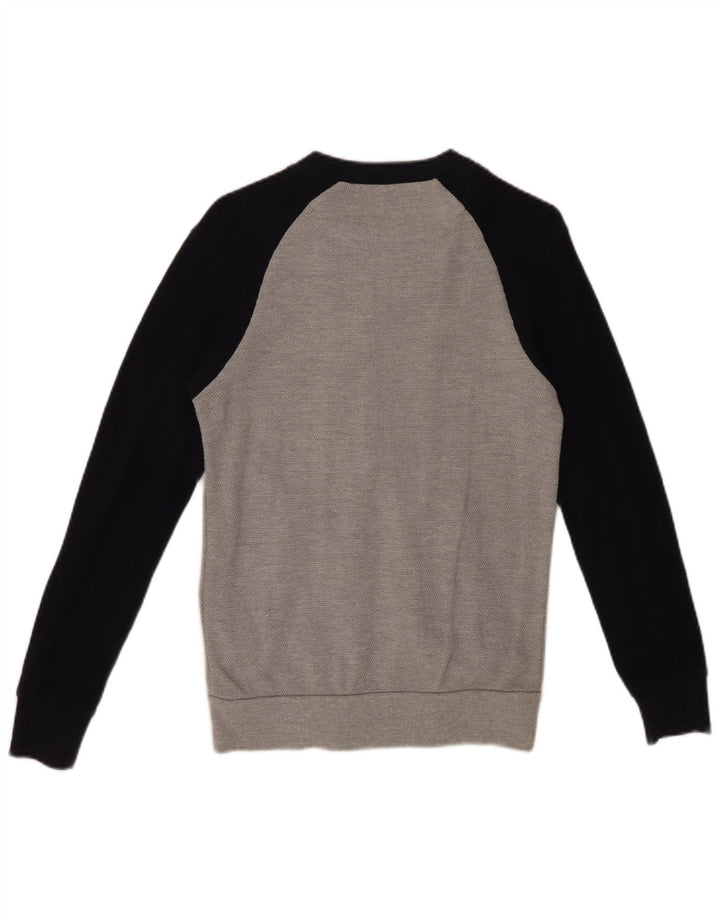 Zara Mens Tracksuit Top Jacket Small Grey Colourblock Cotton
