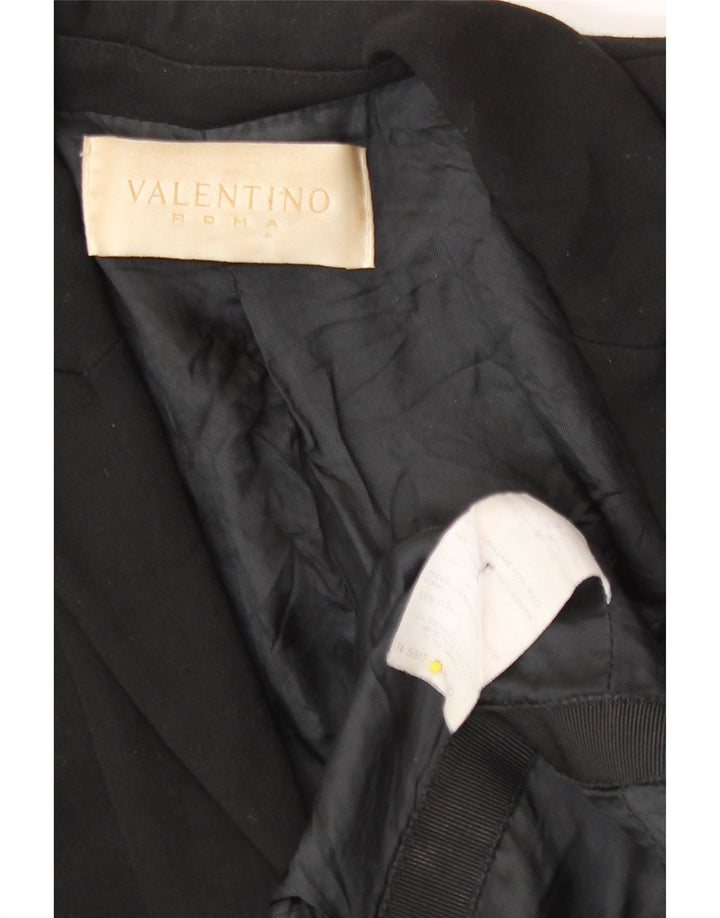 Valentino Womens Roma Open Blazer Jacket UK 4 XS Black Wool