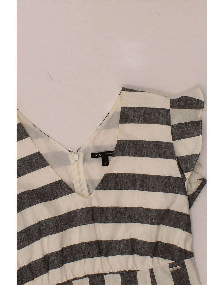 ARMANI EXCHANGE Womens Shift Dress US 8 Medium Grey Striped Cotton Vintage Armani Exchange and Second-Hand Armani Exchange from Messina Hembry 