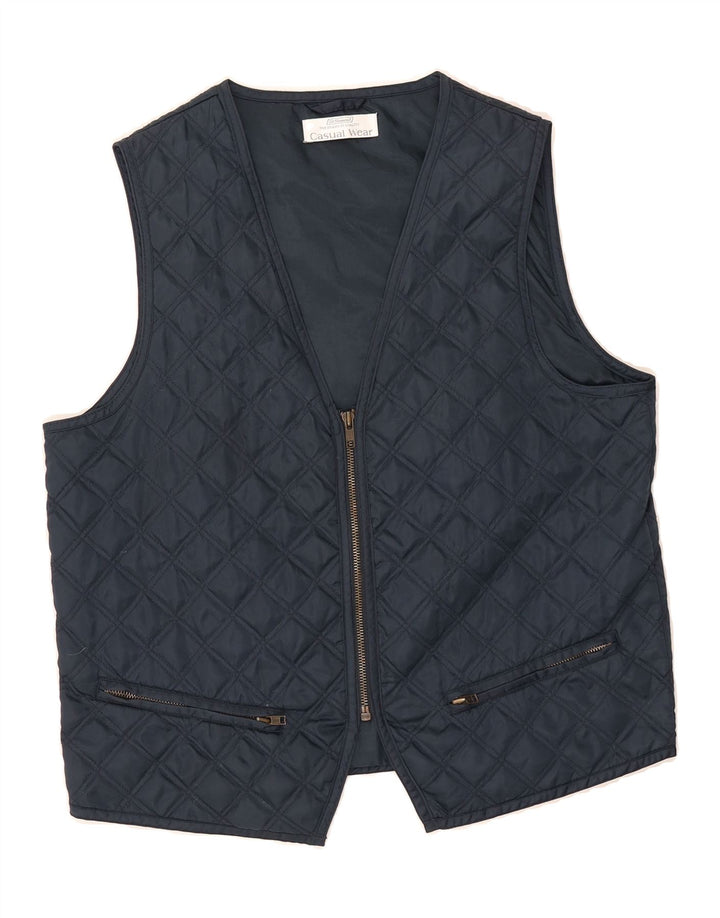 ST. BERNARD Womens Quilted Gilet UK 12 Medium Navy Blue Polyamide Vintage St. Bernard and Second-Hand St. Bernard from Messina Hembry 