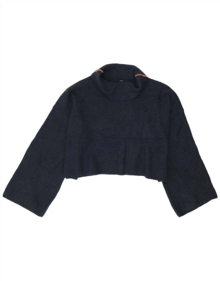 Topshop Womens Oversized Roll Neck Jumper Sweater UK 12 Medium Navy Blue
