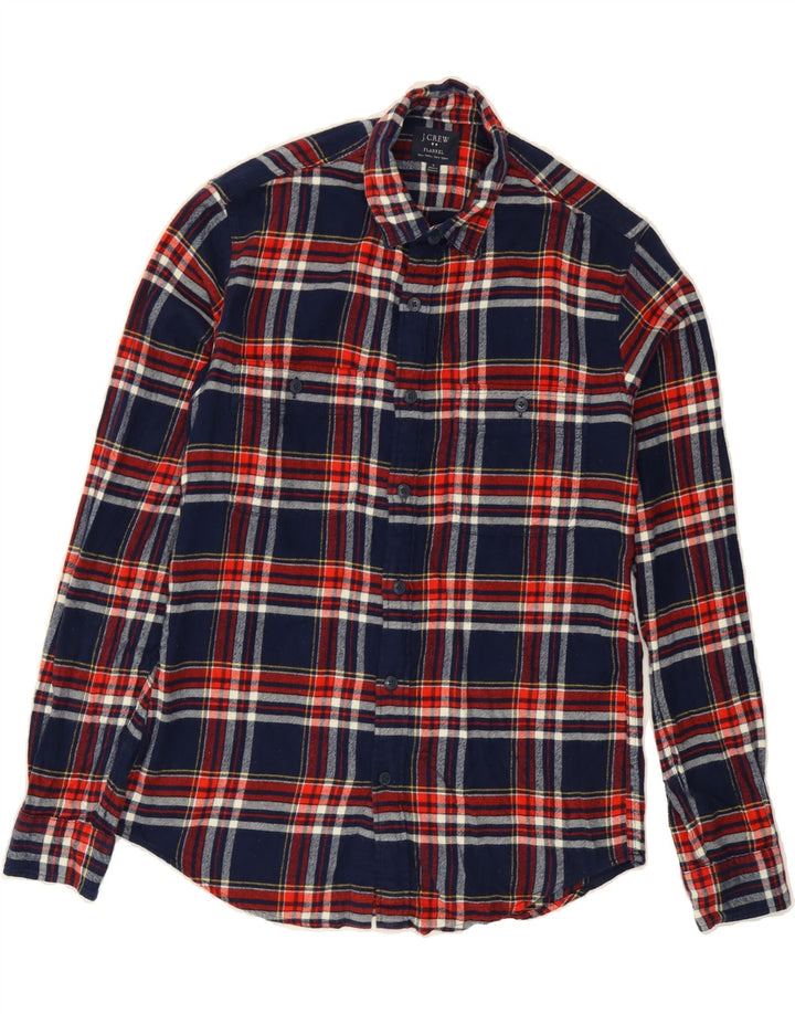 J. CREW Mens Flannel Shirt Small Navy Blue Check Cotton Vintage J. Crew and Second-Hand J. Crew from Messina Hembry 