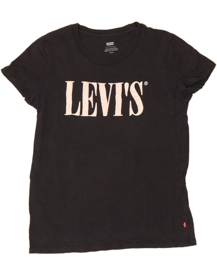 LEVI'S Womens Graphic T-Shirt Top UK 10 Small Black Vintage Levi's and Second-Hand Levi's from Messina Hembry 