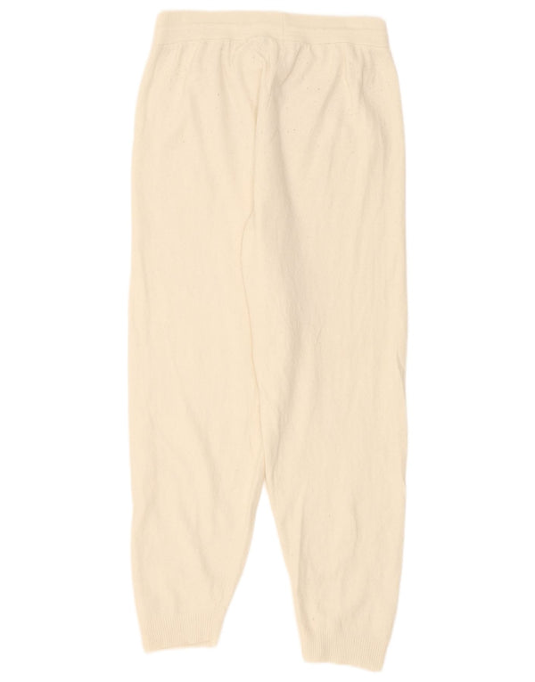 Benetton Pantalon De Survêtement Joggers UK 44 Large Blanc Cassé Polyamide Femme