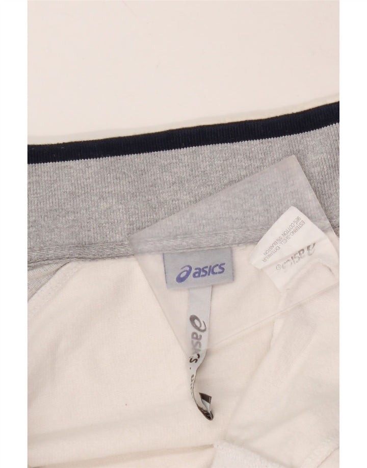 ASICS Womens Tracksuit Top Jacket UK 14 Medium Off White Colourblock