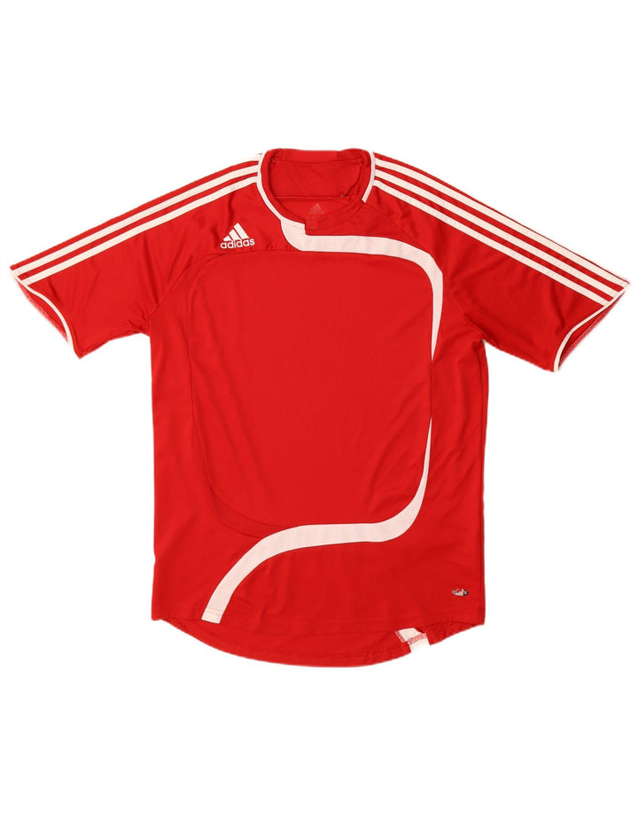 Adidas Mens T-Shirt Top Large Red Colourblock Polyester