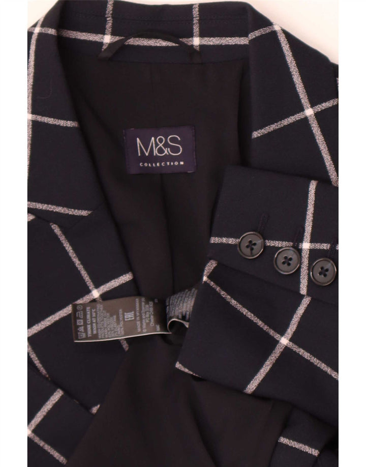 Giacca blazer da donna Marks & Spencer UK 12 medio blu navy a quadri