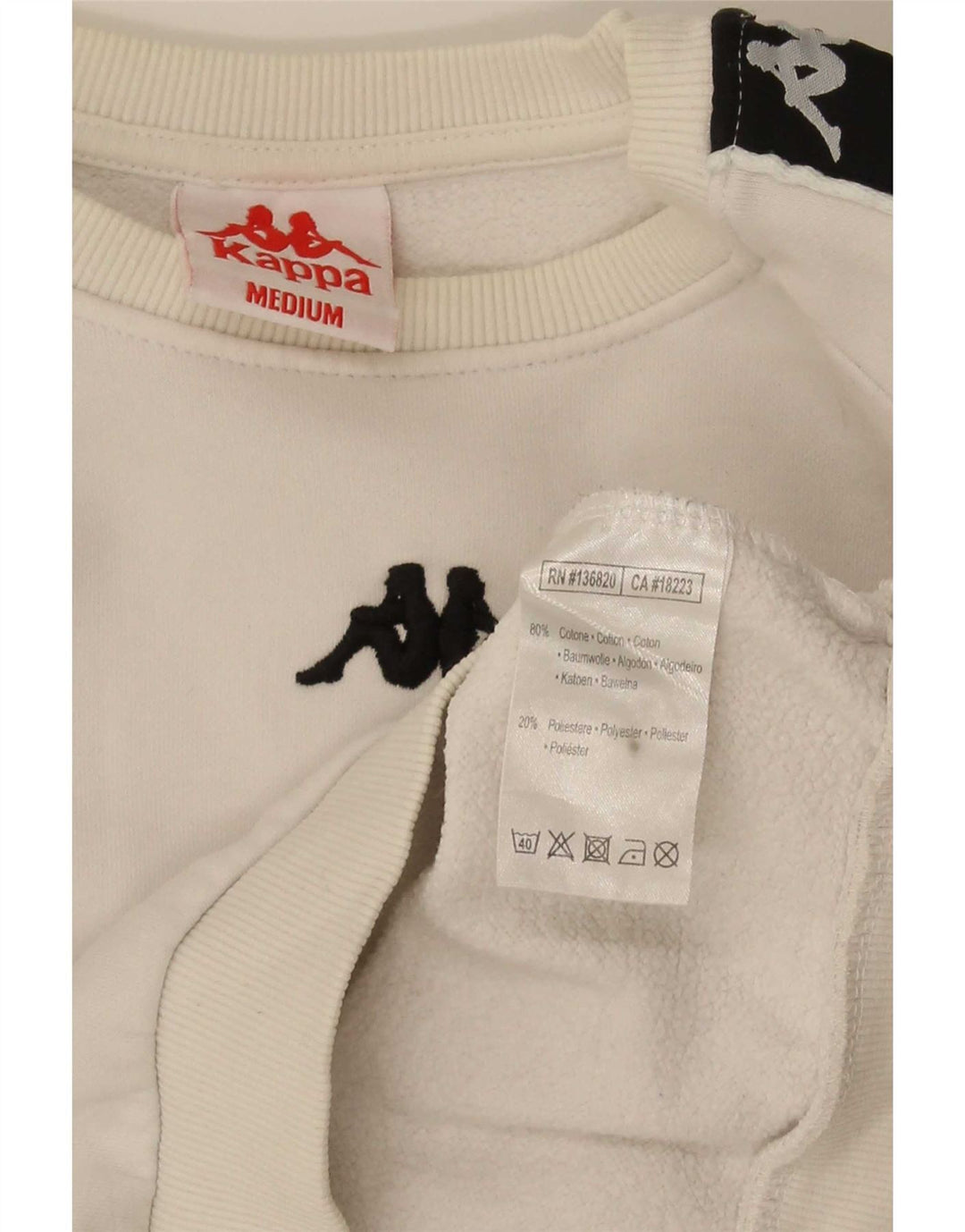 Kappa Herre Grafisk Sweatshirt Jumper Medium Hvid Colourblock Bomuld