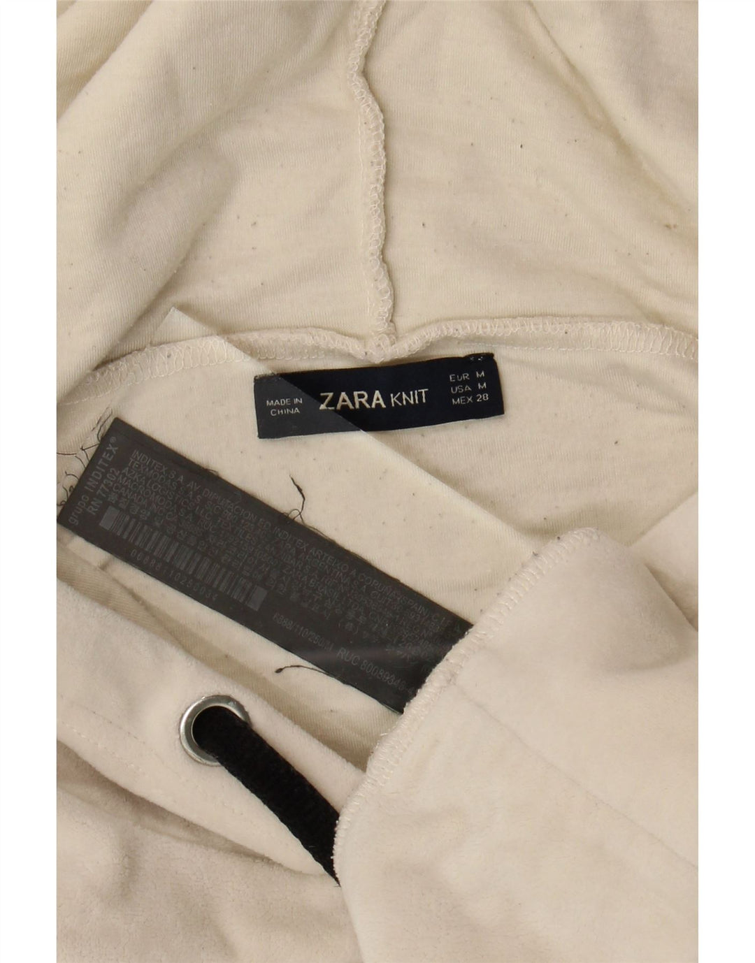 ZARA Womens Oversized Hooded Fleece Jumper UK 14 Medium White Polyester Vintage Zara and Second-Hand Zara from Messina Hembry 