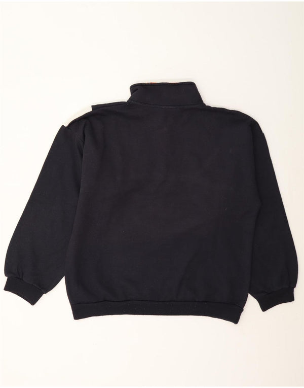 Vintage Mens Graphic Sweatshirt Jumper Medium Navy Blue Colourblock