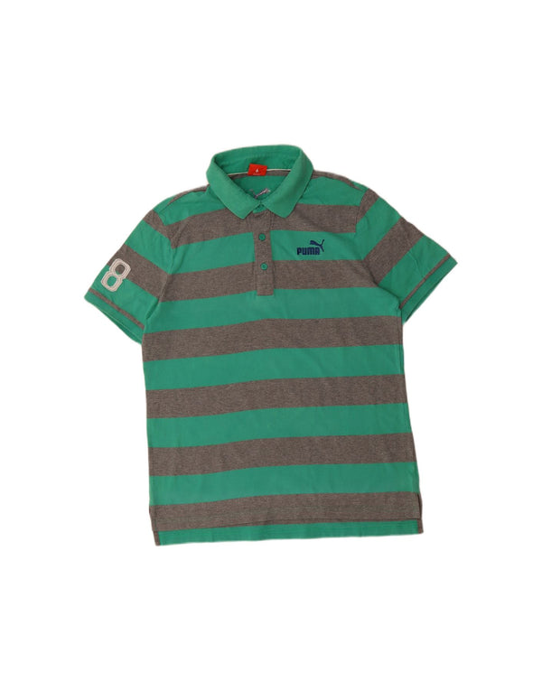 Camisa polo masculina PUMA grande listrada verde