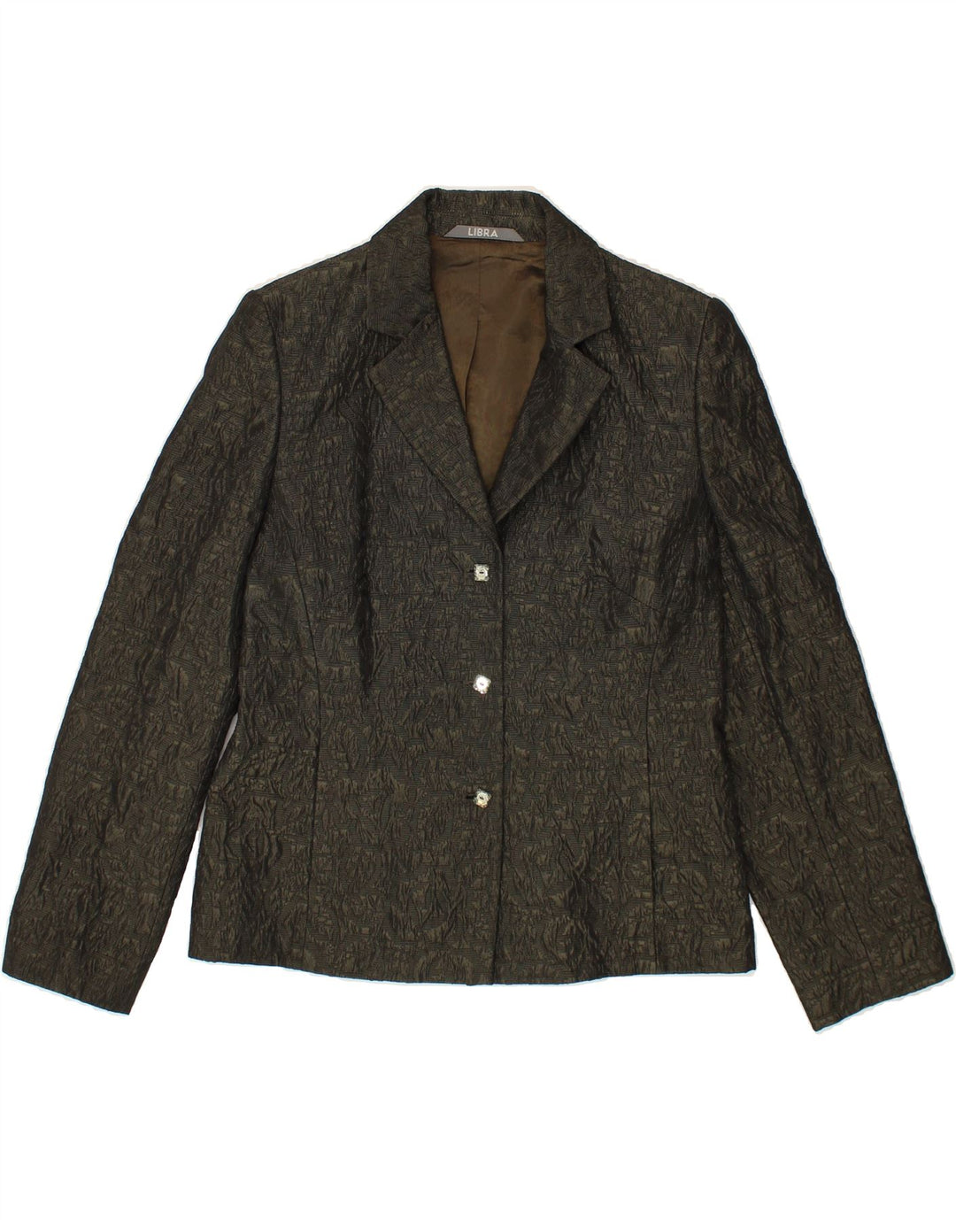 VINTAGE Womens 3 Button Blazer Jacket UK 12 Medium  Brown Polyester Vintage Vintage and Second-Hand Vintage from Messina Hembry 